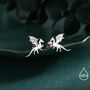 Flying Dragon Stud Earrings In Sterling Silver, thumbnail 1 of 12
