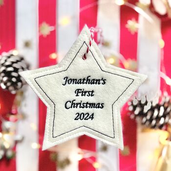 Personalised Baby's 1st Christmas Star Bauble, 4 of 7