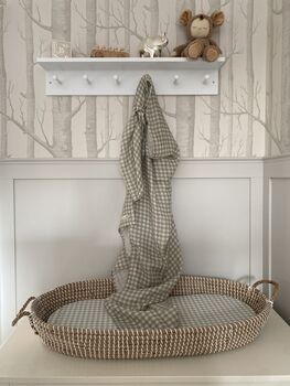 Gingham Sage Large Swaddle Muslin, 8 of 10
