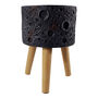 Leaf Design Lunar Moon Black Planter With Stand, thumbnail 2 of 10