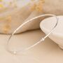 Hammered Sterling Silver Bangle With White Opals, thumbnail 3 of 7