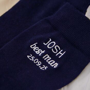 Personalised Navy Ankle Message Wedding Socks, 3 of 5