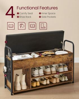 Shoe Storage Bench With Inner Compartment And Handles, 5 of 10