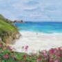 Porthcurno Cornwall Upcycled Paper Collage Print, thumbnail 2 of 6