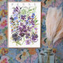 February Violets Birth Flower Print And Name, thumbnail 1 of 4
