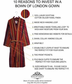 Men's Egyptian Cotton Dressing Gown Regent, 3 of 8