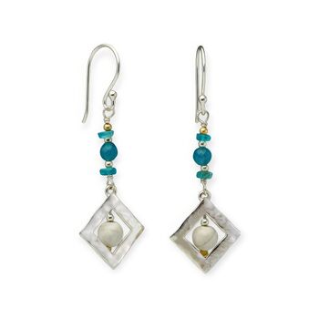 Sterling Silver Howlite And Apatite Drop Earrings, 2 of 6