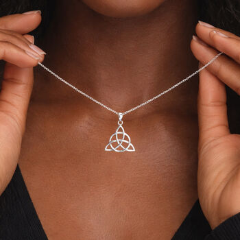 Personalised Sterling Silver Celtic Triquetra Trinity Knot Pendant Necklace, 2 of 11