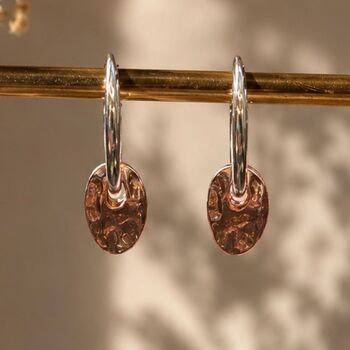 Coin Drop Silver Hoop Earrings, 10 of 11