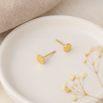 18ct Gold Plated Sterling Silver Disc Stud Earrings – 3mm, 3 of 5