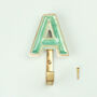 G Decor Alphabet Green Crackle Hooks Antique Brass, thumbnail 6 of 11