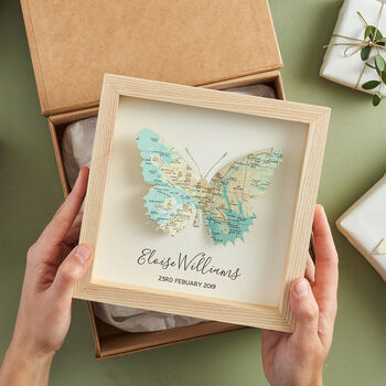 Personalised 3D Map Butterfly Framed Print, 5 of 7