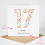 Floral Fun Personalised 17th Birthday Card, thumbnail 3 of 5