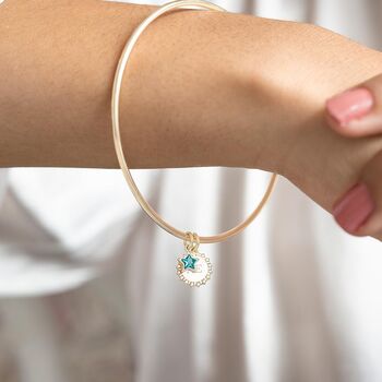 Star Edge Disc And Star Birthstone Initial Bangle, 2 of 12