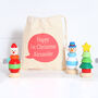 Wooden Christmas Stacking Toy And Personalised Bag, thumbnail 1 of 6