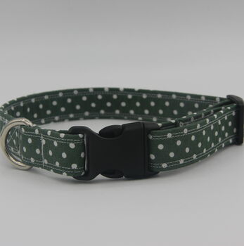 Dark Green Polkadot Dog Collar, 8 of 12