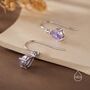 Sterling Silver Amethyst Purple Pear Cut Cz Drop Earrings, thumbnail 6 of 11