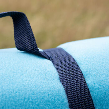 Turquoise Blue And Navy Fleece Picnic Blanket, 3 of 4