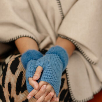 Fluffy Cuff Fingerless Gloves Alpaca Wool Blend – Four Colourways, 5 of 12