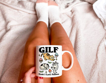 'Gosh I Love Felines' Gilf Mug, 2 of 4
