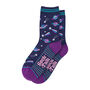 Outer Space Shooting Stars Planets Bamboo Ankle Socks Women's Navy Purple, thumbnail 2 of 4