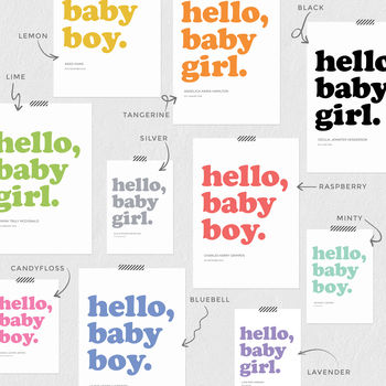 'Hello Baby Boy' / 'Hello Baby Girl' Personalised Print, 4 of 4