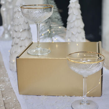Pair Of Gold Rimmed Vintage Style Champagne Glasses, 11 of 11