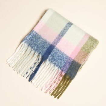 Olive And Pink Tartan Winter Scarf, 2 of 4