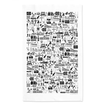 Wales Illustrated Black And White Tea Towel, 4 of 8