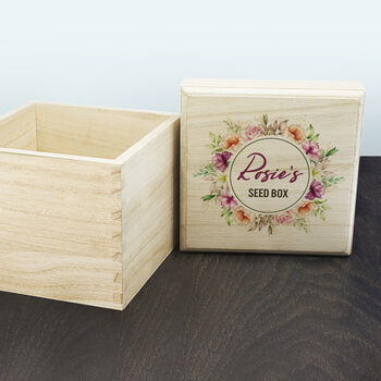 Personalised Gardener's Roses Wooden Seed Box, 3 of 3