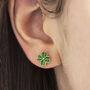 Enamel Four Leaf Clover Earrings, thumbnail 2 of 8