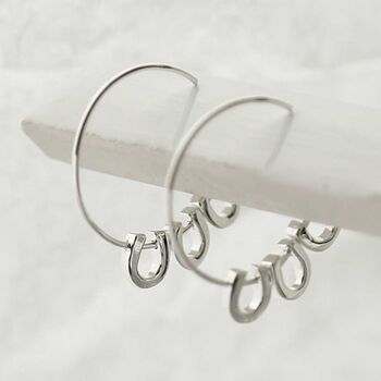 Sterling Silver Lucky Horseshoe Hoops, 7 of 8