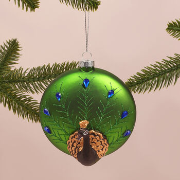G Decor Majestic Glass Peacock Christmas Tree Bauble, 2 of 4