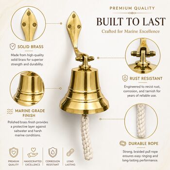 Marine Brass Wall Hanging Bell, 6 of 12