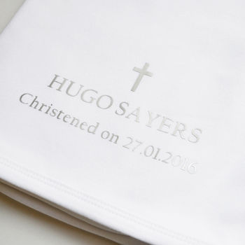Personalised Cotton Blanket For Christening, 2 of 4