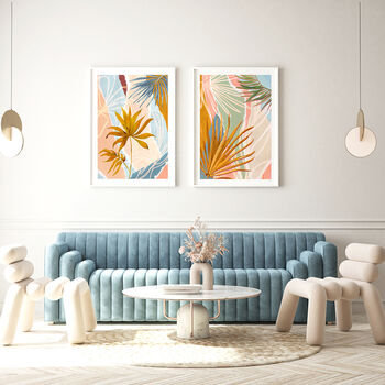 Colourful Abstract Palm Leaf Print Set Of Three, 6 of 11