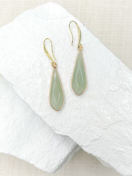 Aventurine Droplet Gold Plated Earrings, 3 of 5