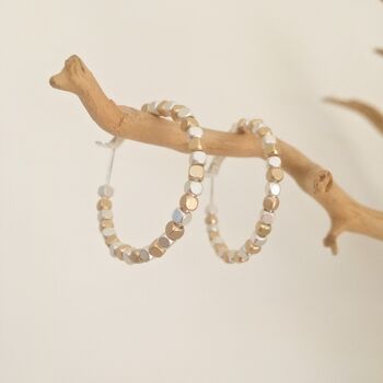 Silver And Gold Plated Beaded Hoop Earrings, 3 of 7