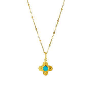 Clover Charm Necklace With Turquoise, 2 of 2
