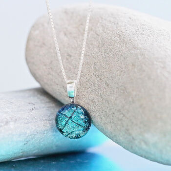 Multicoloured Turquoise To Sapphire Blue Glass Pendant, 3 of 12