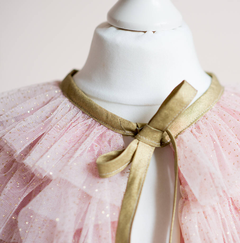 Handmade Pink And Gold Ruffle Capelet By Magic + Monroe ...