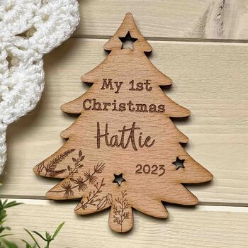 Personalised My First Christmas Wooden Disc Sign, 3 of 3