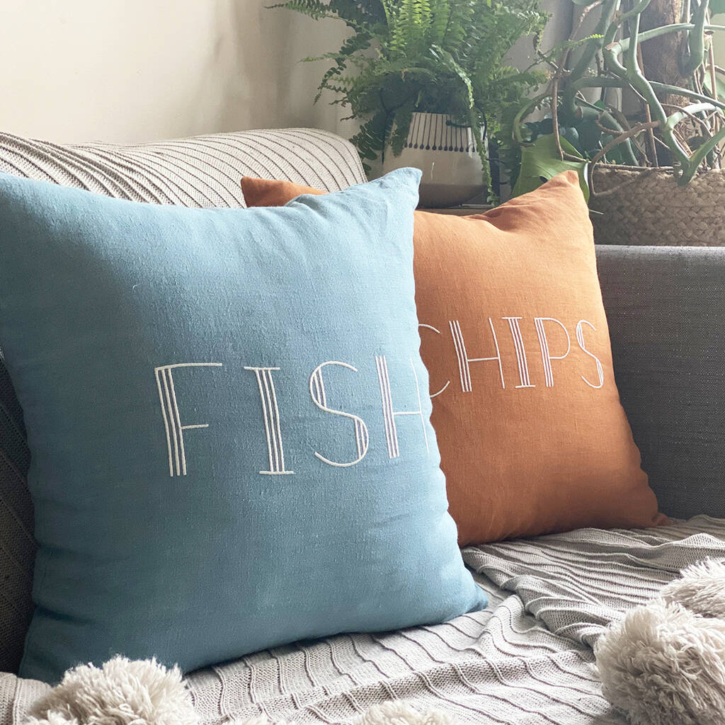 Pair Of Personalised Embroidery Cushions By Elley Home