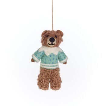 Handmade Felt Bruce The Bear Decoration, 2 of 5