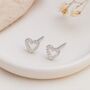 Sterling Silver Open Heart Cubic Zirconia Stud Earrings – 5mm, thumbnail 1 of 5