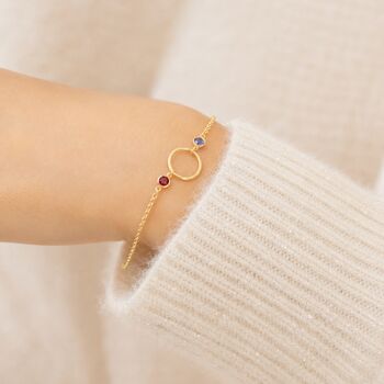 Mother And Two Children Circle Birthstone Bracelet, 2 of 10
