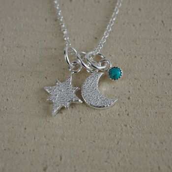 Sterling Silver Star And Moon Birthstone Pendants, 5 of 11