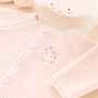 Personalised Pink Baby Girl Cardigan With Moon And Stars Embroidered Initial, thumbnail 2 of 12