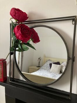 47cm Industrial Style Round Metal Wall Mirror Wall Mounted, 5 of 7