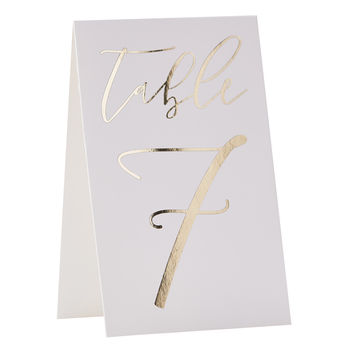 Gold Foiled Wedding Table Card Numbers One 12, 2 of 3